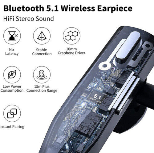 "Drahtloses Bluetooth 5.1 Headset, schwarz, Dual Mic, geräuschunterdrückend, ergonomisch, modernes Design, Technik-Gadget"