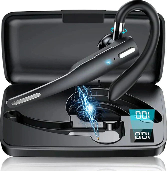 "Drahtloses Bluetooth 5.1 Headset, schwarz, Dual Mic, geräuschunterdrückend, ergonomisch, modernes Design, Technik-Gadget"