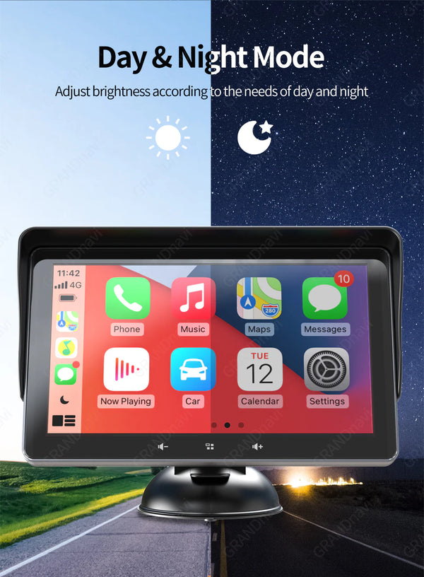 "Drahtloses CarPlay™ System mit Rückfahrkamera, modernem Design im Auto, für Sicherheit und einfache Smartphone-Integration."