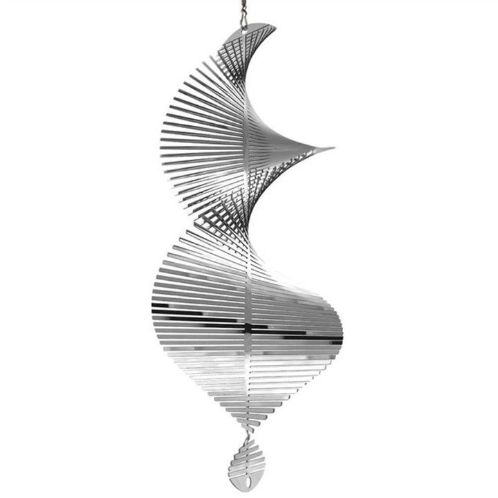 "Drehbares Windspiel: 3D-rotierende Spule, inspiriert von skandinavischem Design, sorgt für Ruhe im Garten."