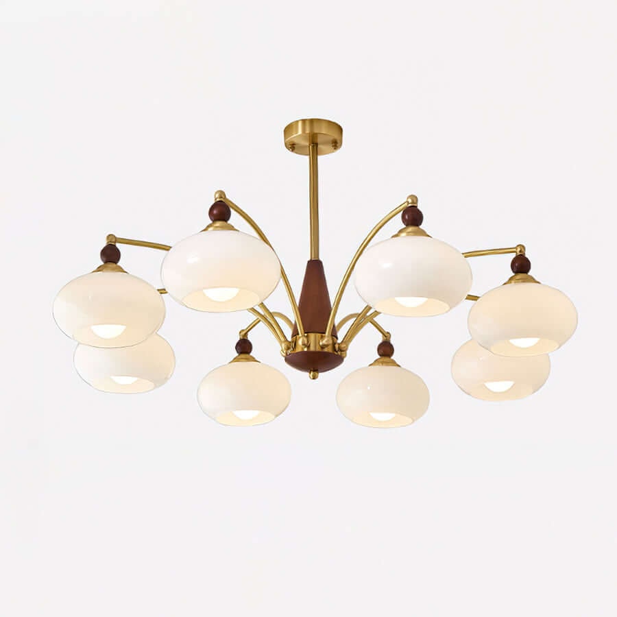 Lustre rétro en bois et laiton