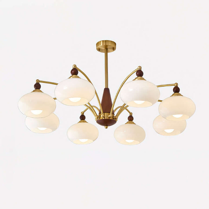Lustre rétro en bois et laiton