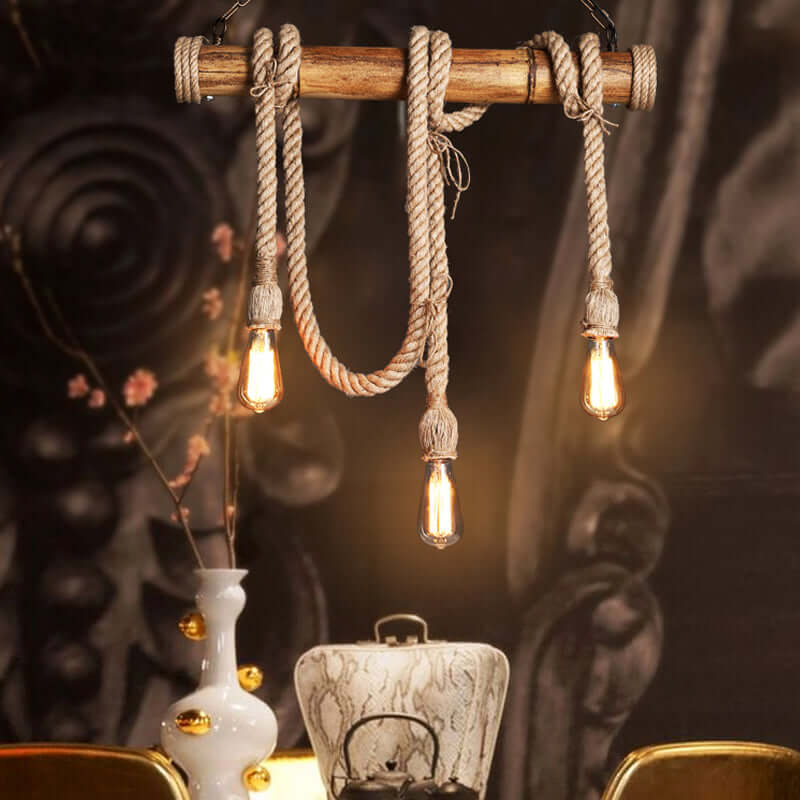 Suspension réglable en bambou - design corde