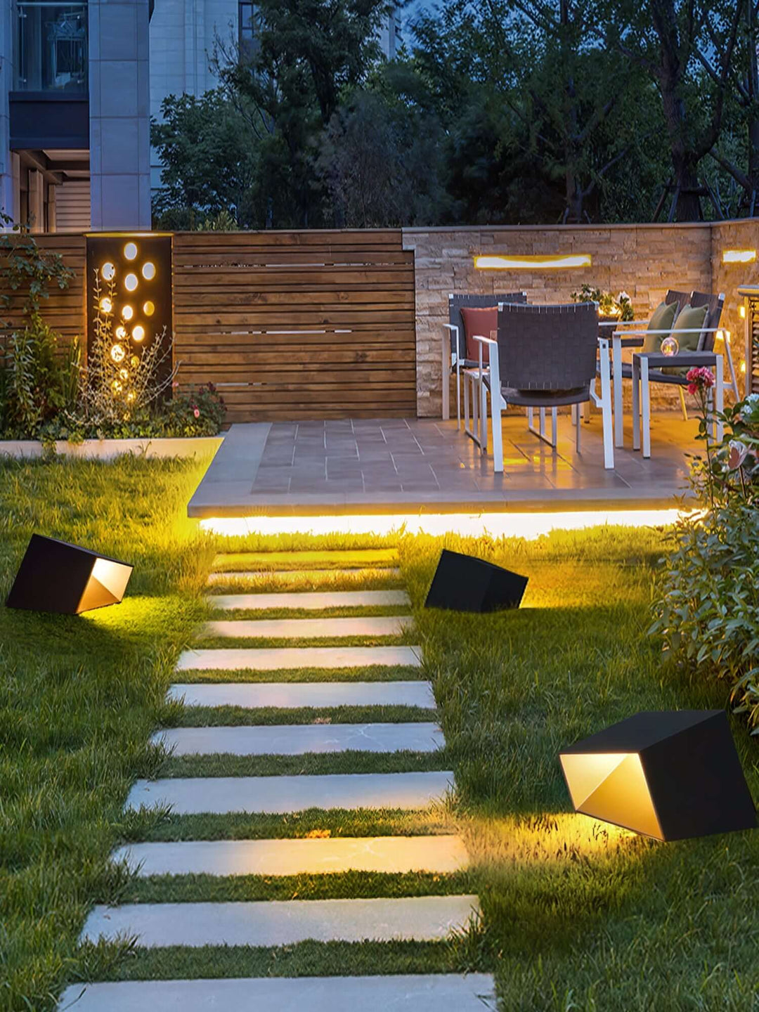 Solar Aussenleuchte Garten LED Würfel IP65
