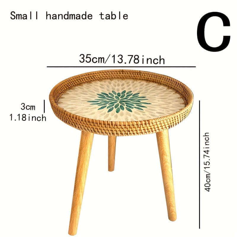 Table d'appoint ronde en rotin - bois naturel