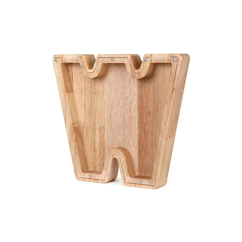 Tirelire en bois avec fenêtre de visualisation - motif alphabet