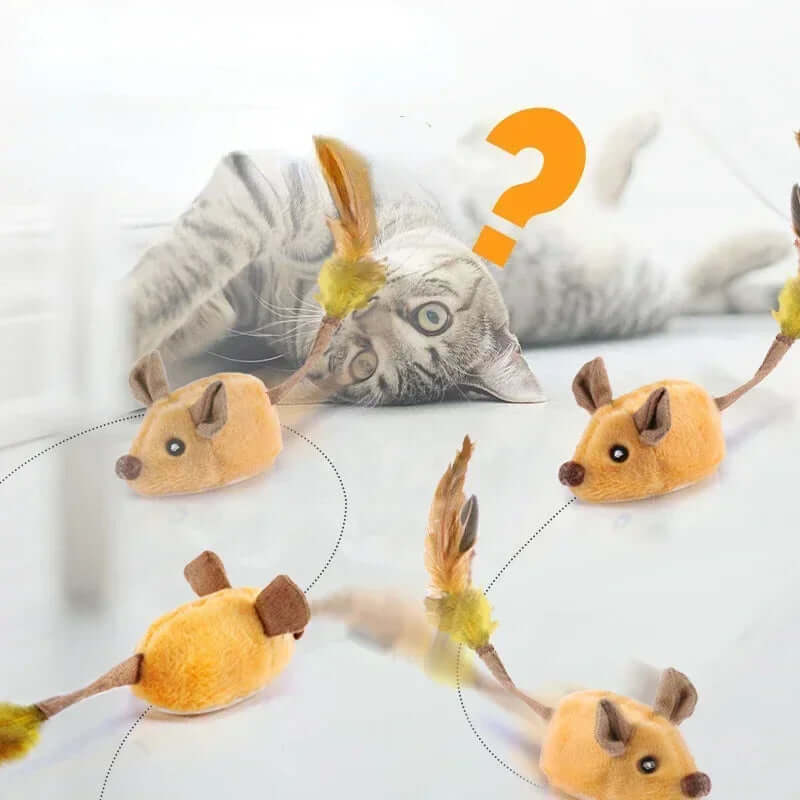 Jouet interactif pour chat souris avec plume