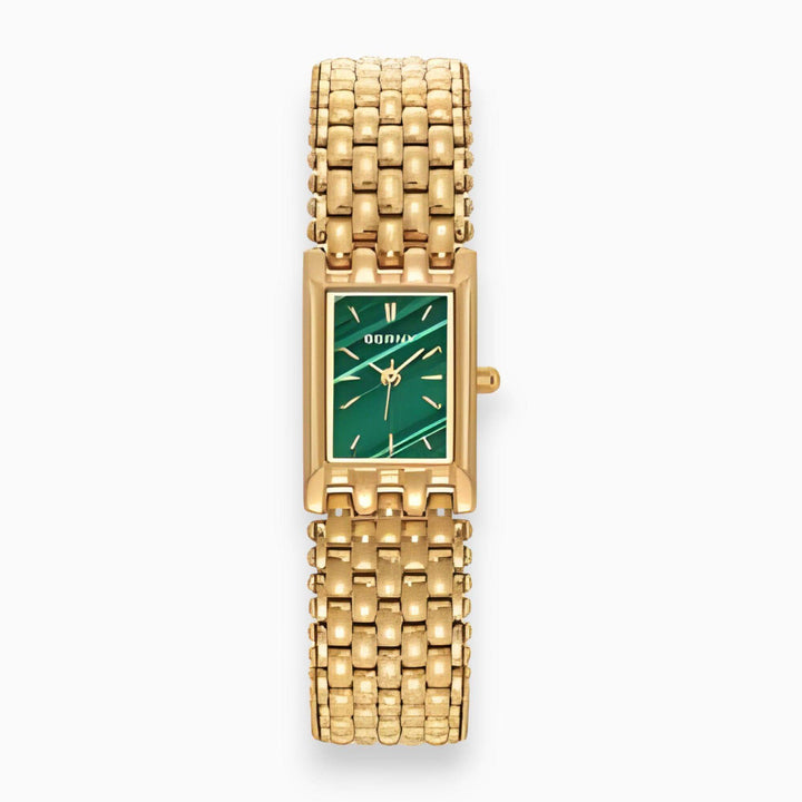 Quadratische Damenuhr mit grünem Zifferblatt - Eleganter Stil