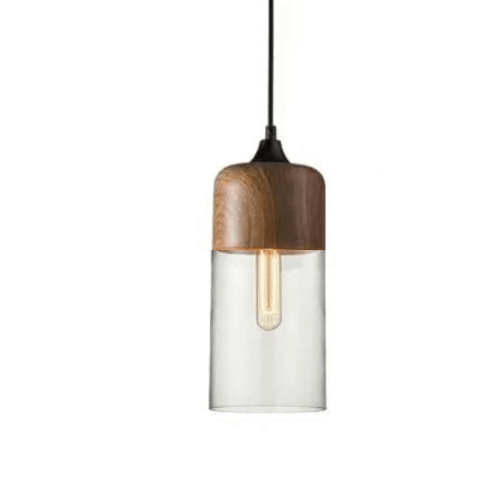 Élégante suspension en verre et bois