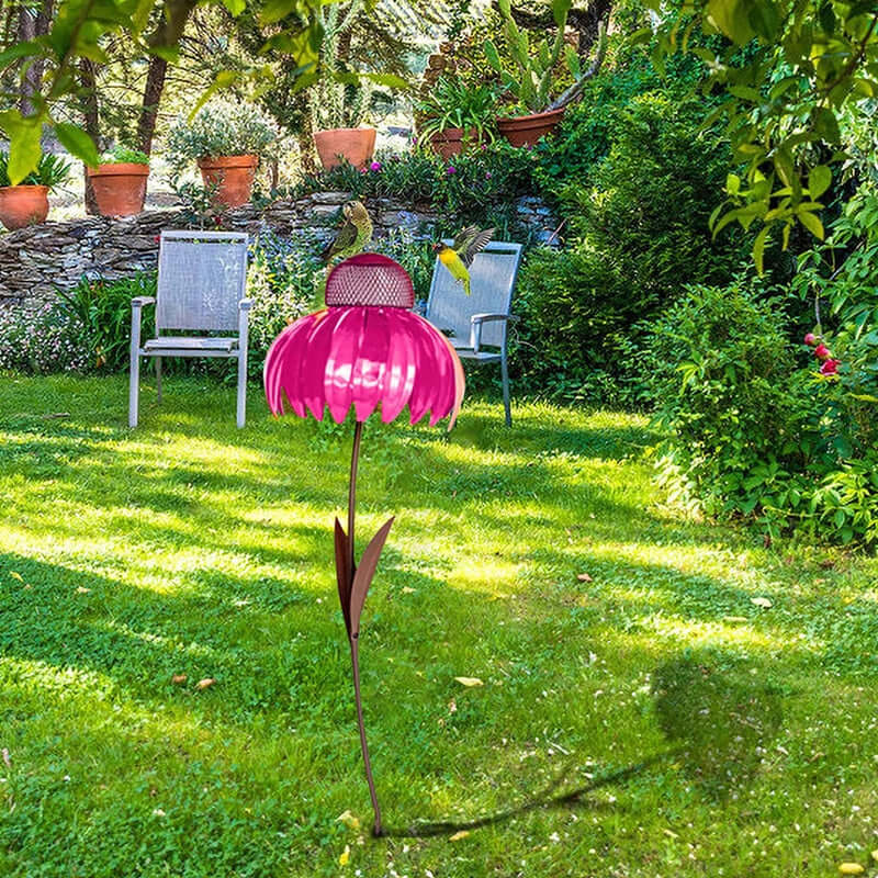 Décoration de jardin suspendue en métal en forme de fleur pour nichoir