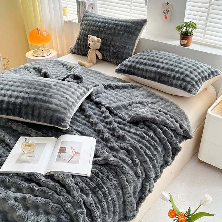 Luxus Fleece Decke Blasentextur - Kuschelweich