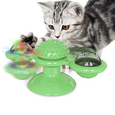 Jouet pour chat avec griffoir et moulin à vent - Interactif