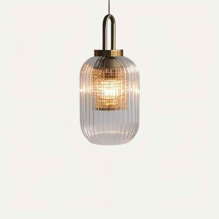 Moderne Pendelleuchte mit Gestreiftem Glasdesign