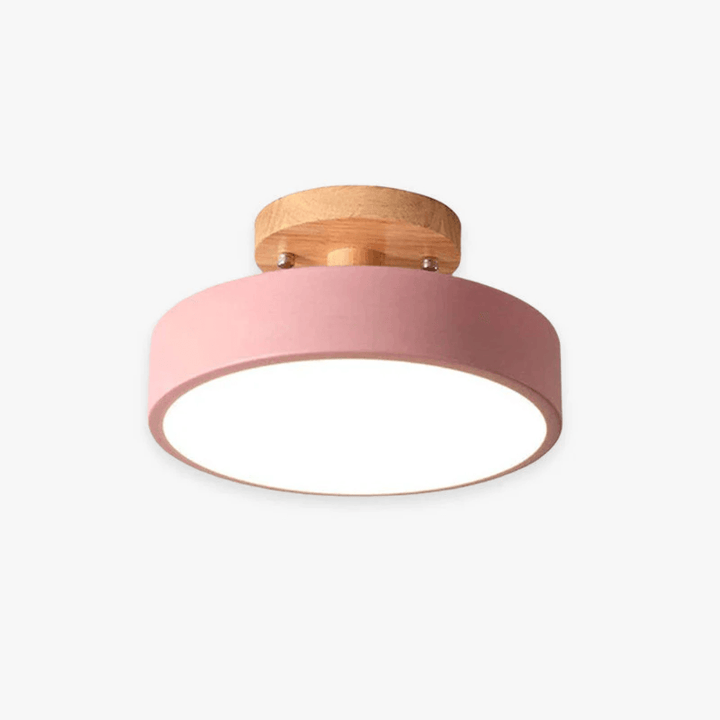 Moderne Runde LED Deckenleuchte Holz Acryl