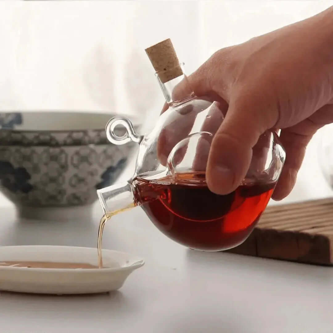 Distributeur d'huile et de vinaigre à double paroi en verre