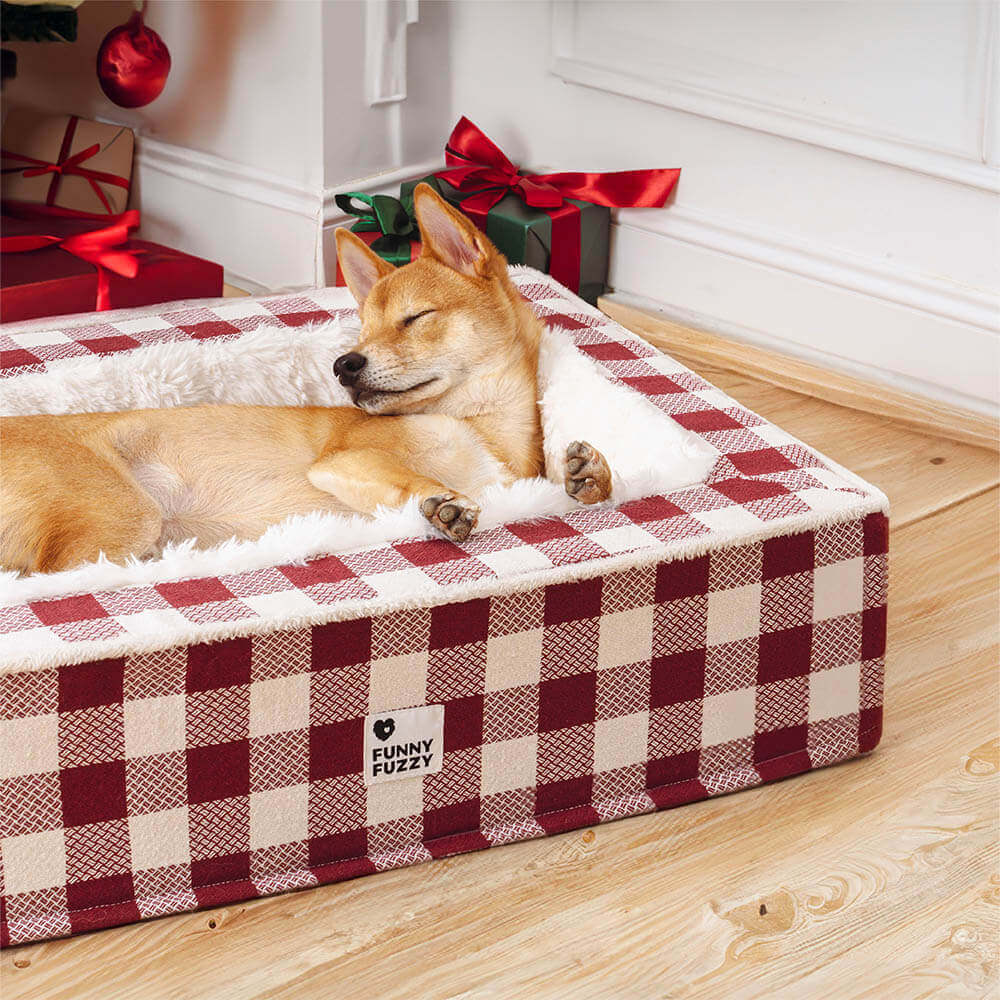 Gemütliches Hunde-Kuschelbett Kariert