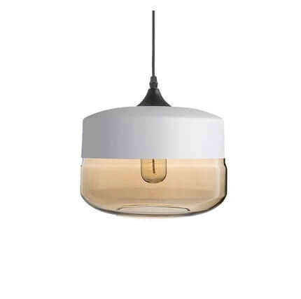 Élégante suspension en verre et bois