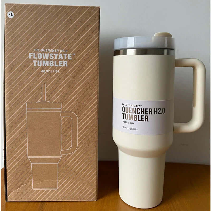 40oz Isolierter Edelstahl Reisebecher mit Griff & Strohhalm
