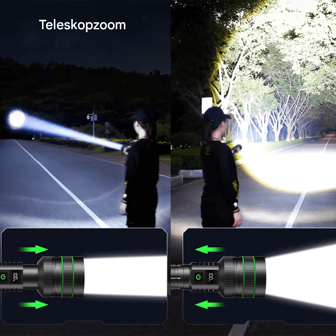 Lampe de poche LED extrêmement lumineuse avec zoom