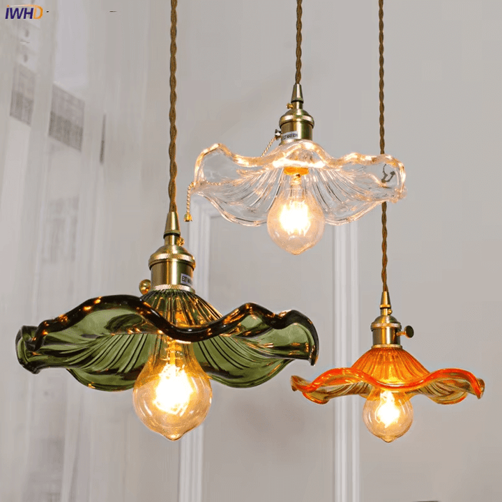 LED-Hängeleuchte, Buntglas & Kupfer - Modernes Design