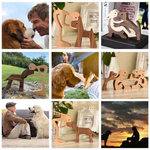 Handgeschnitzte Hundefigur Holzskulptur