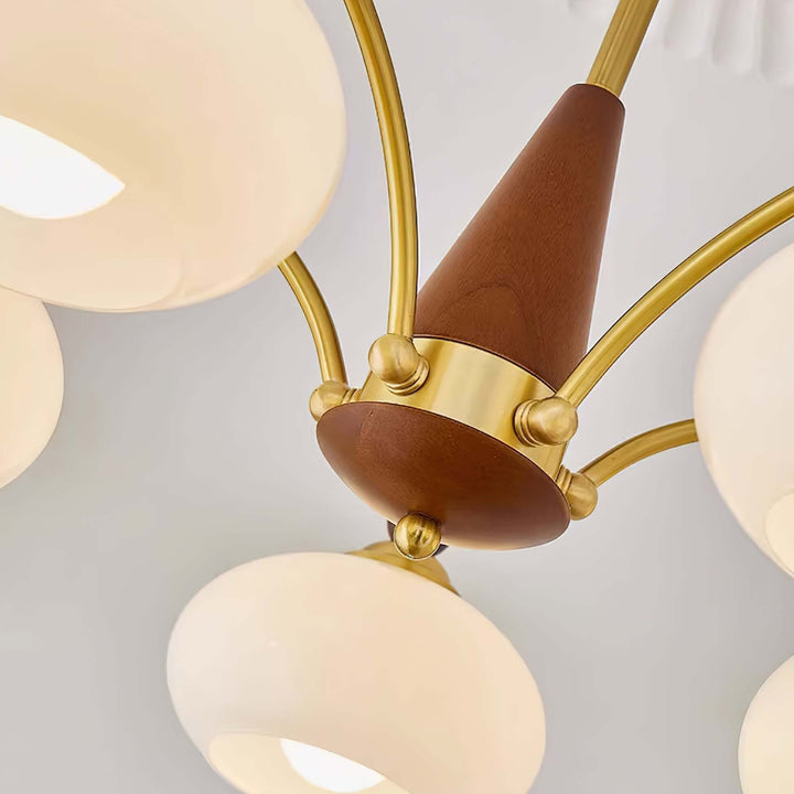 Lustre rétro en bois et laiton
