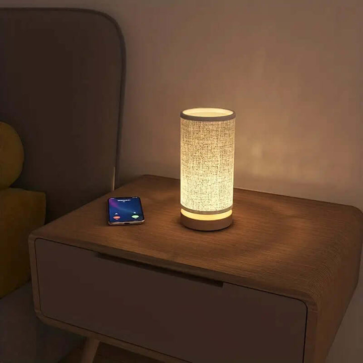 Leinenoptik Nachttischlampe - Stimmungsvolle Beleuchtung
