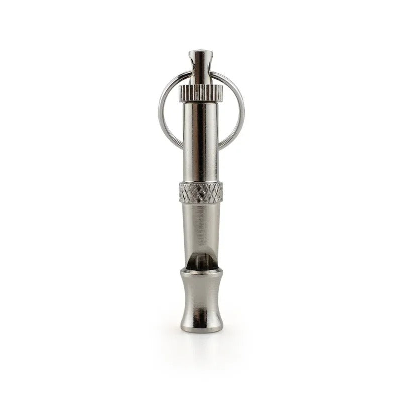 "Edelstahl Hundepfeife, justierbare Frequenz, langlebig, rostfrei, ideal für Hundetraining, elegantes Design, tragbar"
