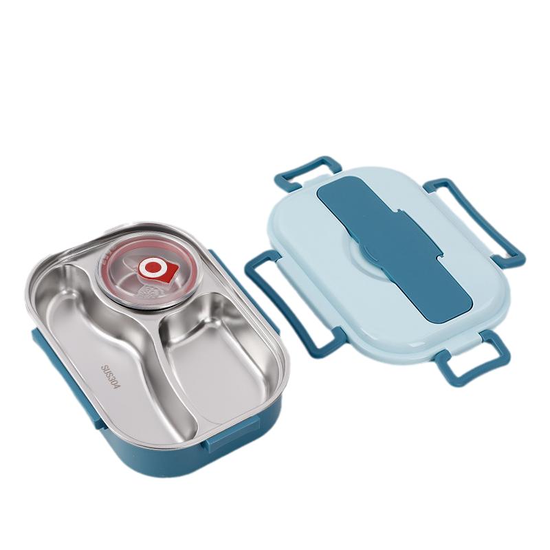 "Edelstahl Thermo-Lunchbox mit 3/4 Fächern, langlebig, stilvoll, unterteiltes Design, frische Speisen unterwegs"