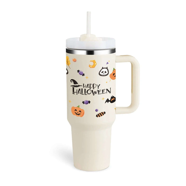 Isolierbecher mit Griff & Strohhalm - Kaffeebecher & Wasserflasche