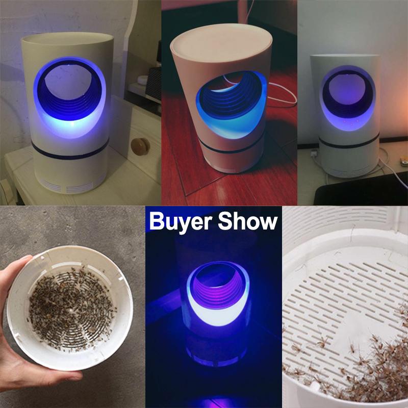 "Effektive Mückenschutz Lampe mit 365nm Licht, leiser Betrieb, stilvolles Design, zieht Mücken und Insekten im Freien an."