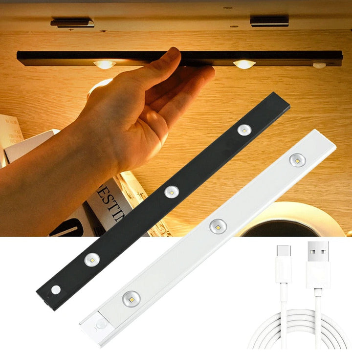 Effiziente Unterbauleuchte mit Bewegungssensor, dimmbar, in schlankem Design, ideal für Küchen, Wohnzimmer, und Garagen.