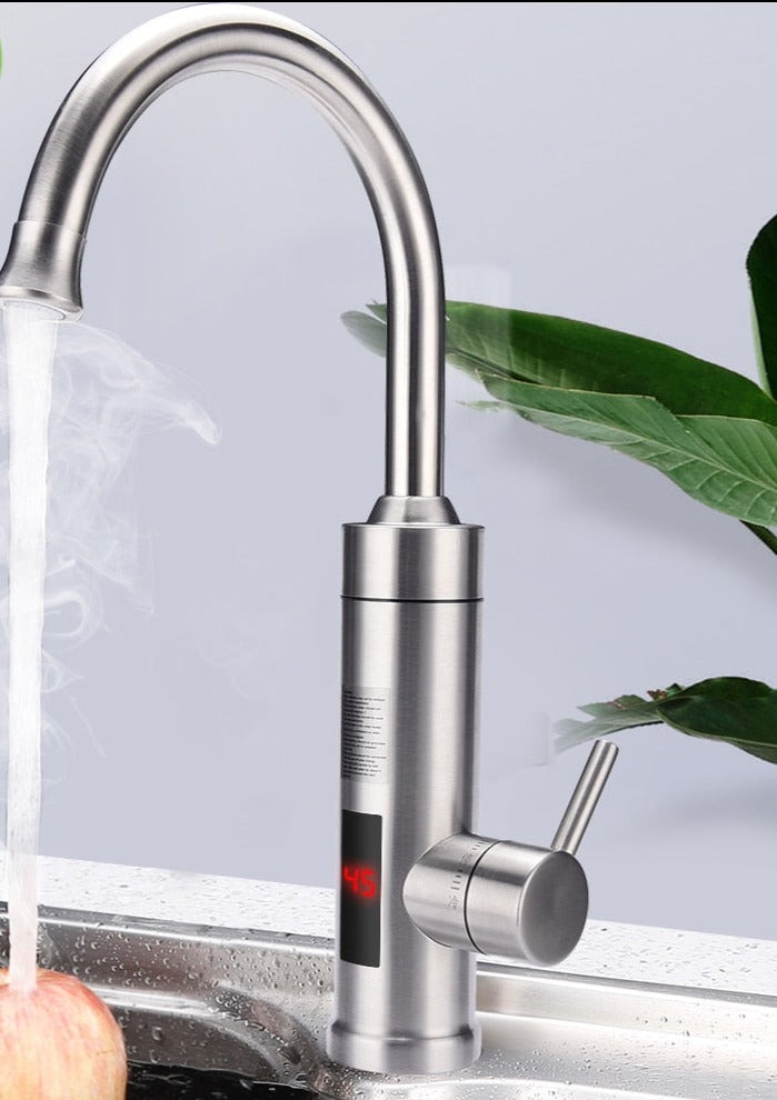 "Elegante elektrische Küchenarmatur mit Touch- und Bewegungssensor, stilvolles Design auf Edelstahl gefertigt."