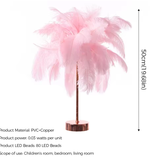 "Elegante Federleuchte mit sanften Federn und warmem Licht, ideal für Wohnzimmer oder Schlafzimmer, USB-aufladbar."