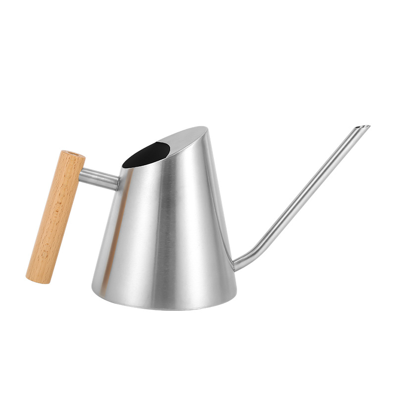 "Elegante Gießkanne mit ergonomischem Holzgriff, ideal für stilvolles Gießen im Garten. Mattes Weiß, langlebig, 900ML Kapazit