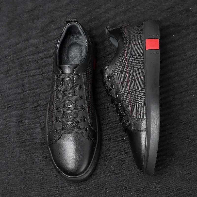 Elegante Herren Ledersneakers, handgefertigt in Italien, aus weichem Kalbsleder mit rutschfester Gummisohle und zeitlosem Des