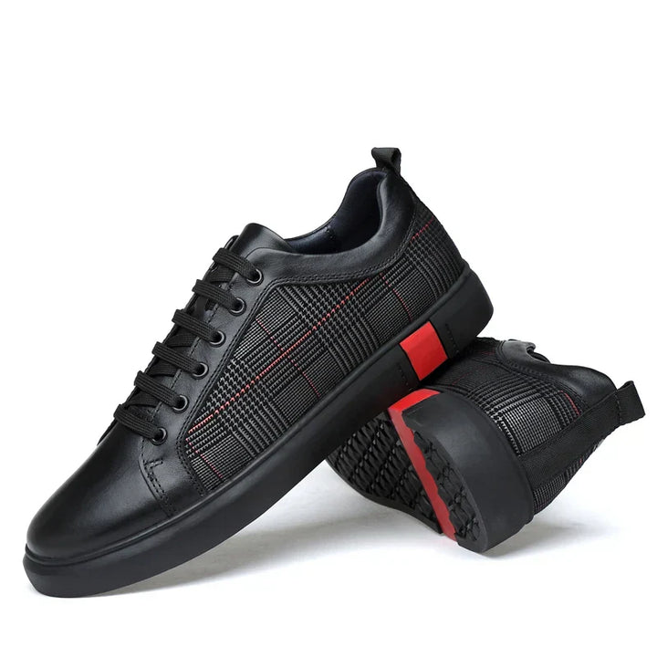 Elegante Herren Ledersneakers, handgefertigt in Italien, aus weichem Kalbsleder mit rutschfester Gummisohle und zeitlosem Des