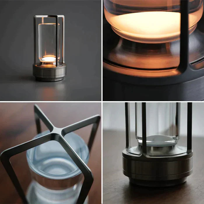Elegante Kristall-Tischlampe mit Edelstahl, Touch-Bedienung und dimmbarer Beleuchtung in luxuriösem Design.