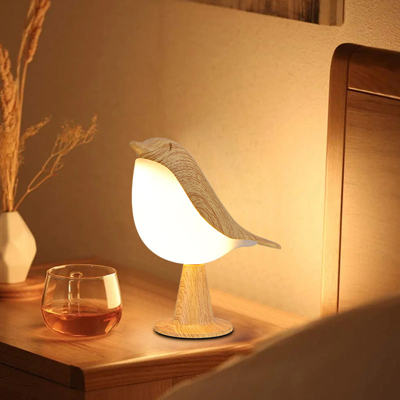 "Elegante LED Vogel Lampe, weiß, kabellos, dreistufig, modernes Design, perfekte Beleuchtung für Wohnräume"