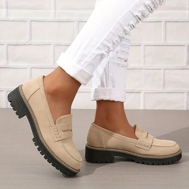 Elegante orthopädische Slipper für Damen & Herren, aus Leder, rutschfest, gepolsterte Sohle, Komfort und Halt, beige.