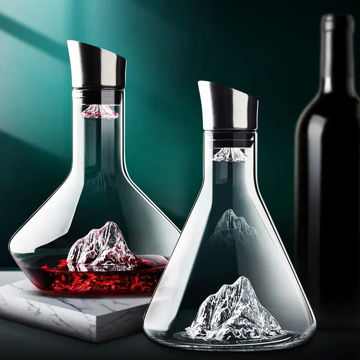 "Eleganter 1500ml Iceberg Dekanter, kreatives Kristallglasdesign, ideale Belüftung für Rotwein, Tischdekoration, bleifrei."