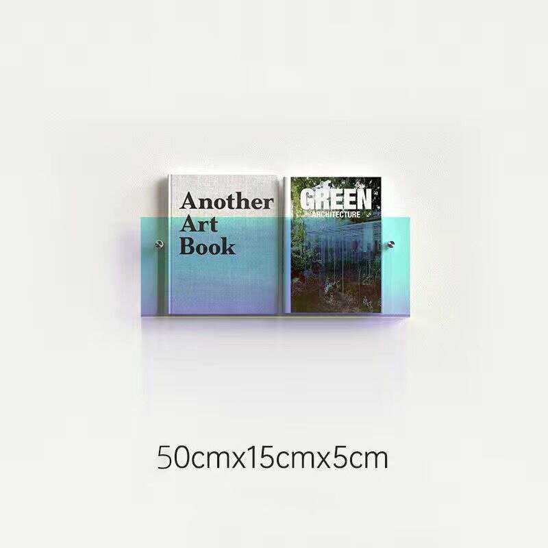 Eleganter Acryl-Magazinhalter für die Wand, schwebend, in verschiedenen Farben, ideal für moderne Wohn- und Büroräume.