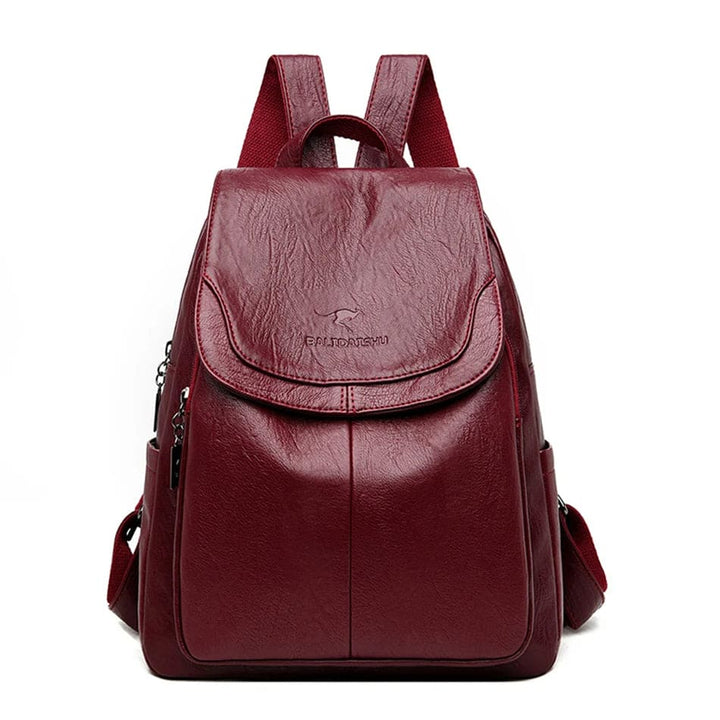 Eleganter Damenrucksack in Beige mit verstellbaren Trägern und Sicherheitsmerkmalen, ideal für Alltag und Reisen.