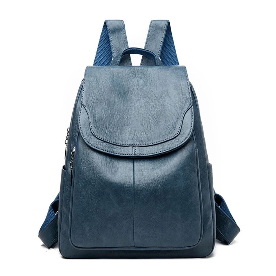 "Eleganter, diebstahlsicherer Lederrucksack für Damen, beige, mit versteckten Reißverschlüssen, zeitloses Design, vielseitig.