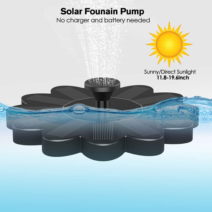 "Eleganter solarbetriebener Gartenbrunnen mit Blumen-Design, umweltfreundliche sprudelnde Wasserfontäne für Außenbereiche."