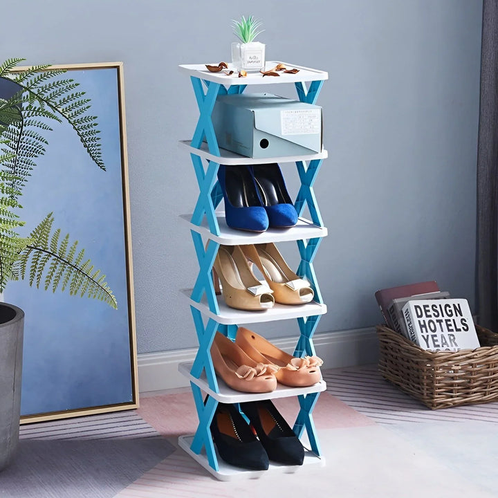 "Elegantes faltbares Schuhregal, platzsparend und multifunktional, perfekt für kleine Räume und Flure in modernem Design."