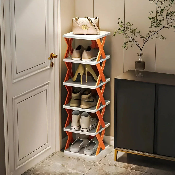 "Elegantes faltbares Schuhregal, platzsparend und multifunktional, perfekt für kleine Räume und Flure in modernem Design."