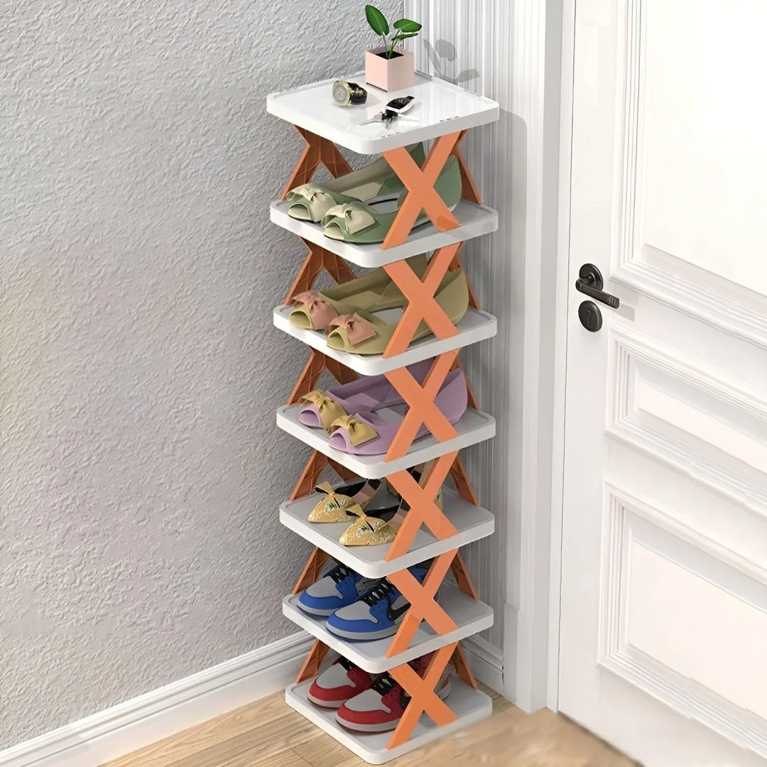 "Elegantes faltbares Schuhregal, platzsparend und multifunktional, perfekt für kleine Räume und Flure in modernem Design."