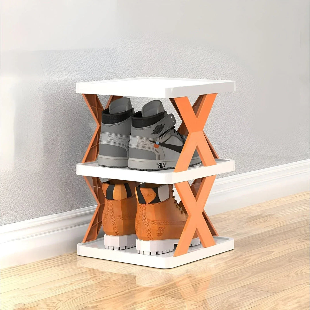 "Elegantes faltbares Schuhregal, platzsparend und multifunktional, perfekt für kleine Räume und Flure in modernem Design."