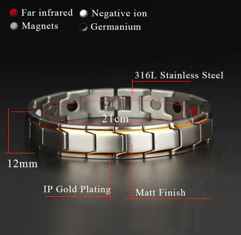 Elegantes magnetisches Gesundheitsarmband, silbern, fördert Wohlbefinden, mit Neodym-Magneten, passt zu jedem Outfit.